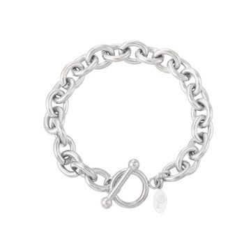 Armband -Schakel ronde sluiting Zilver