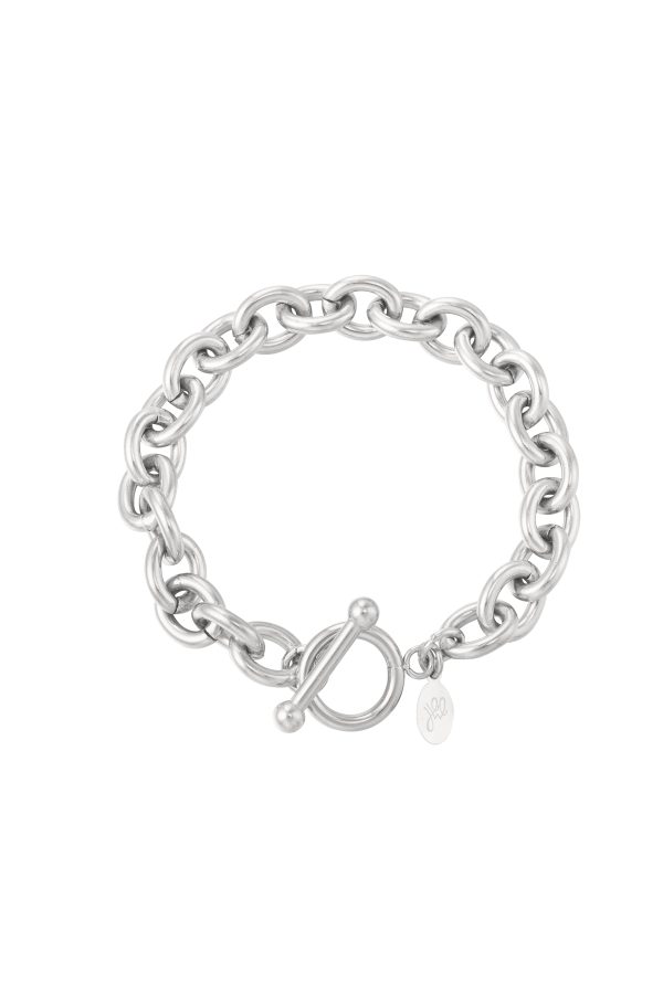 Armband -Schakel ronde sluiting Zilver